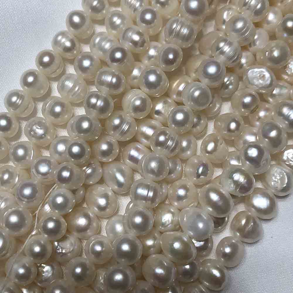 Medium Large White Iris Irregular Round-Oblong Cultured Pearls