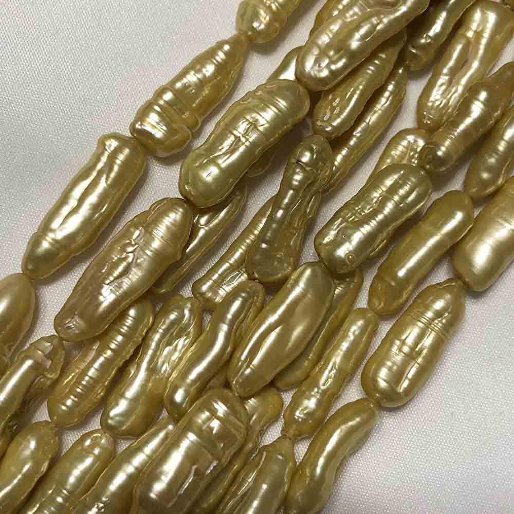 Large Gold Irregular Tube Cultural Pearls