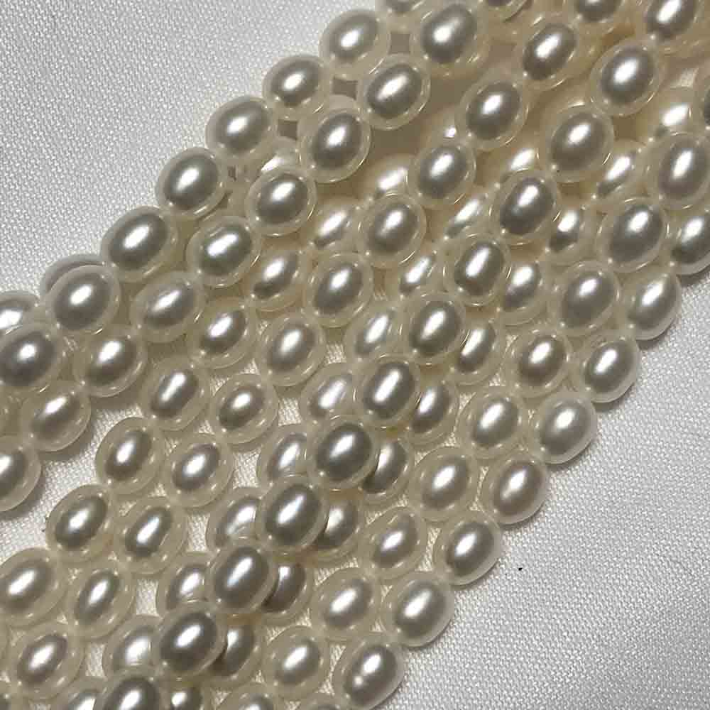 Small White 4mm Rice Shaped Cultured Pearls