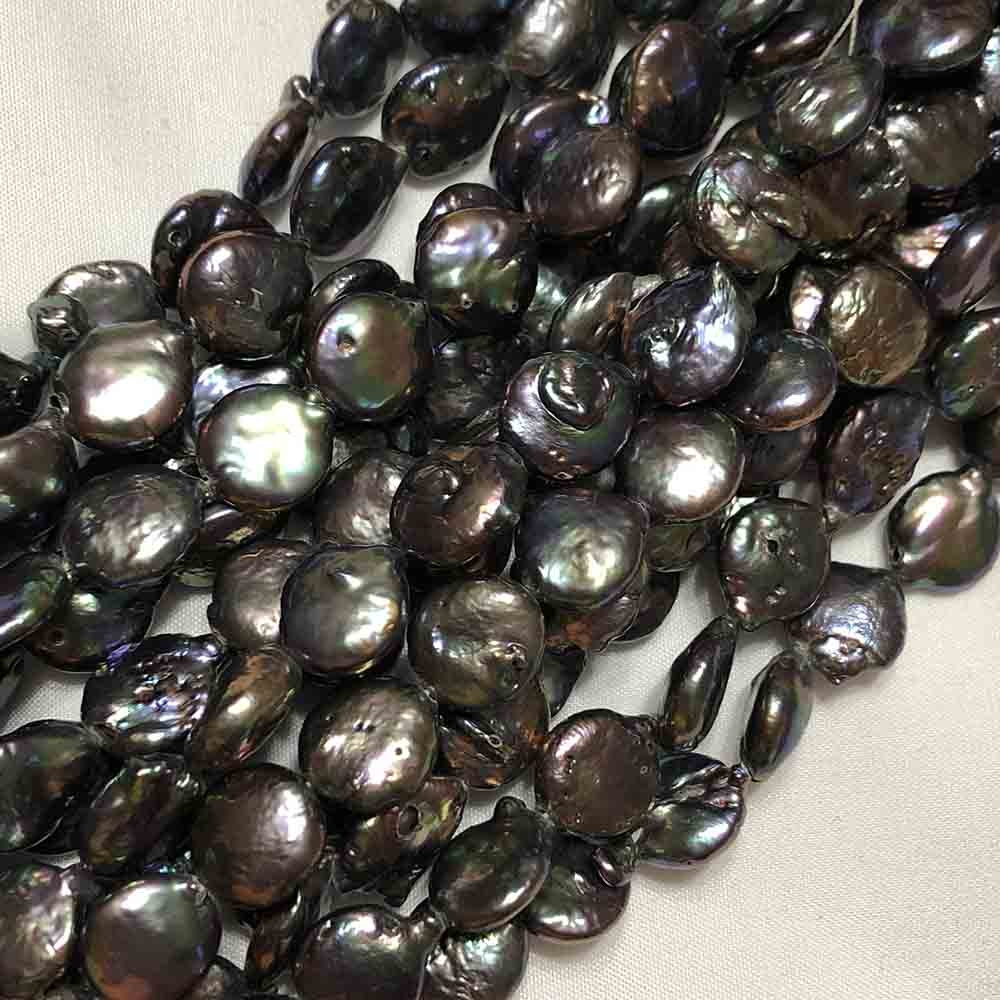 Medium Black Iris Irregular Flat Disc Cultured Pearls