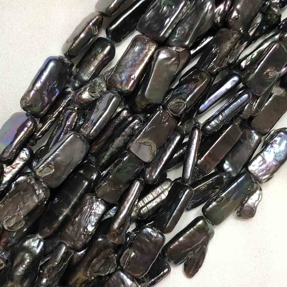 Large Black Iris Irregular Flat Rectangle Shape Cultured Pearls