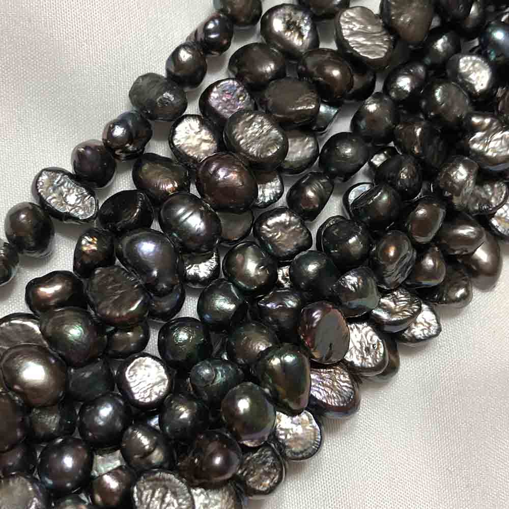 Medium Dark Purple Iris Side Drilled Irregular Oblong Cultured Pearls