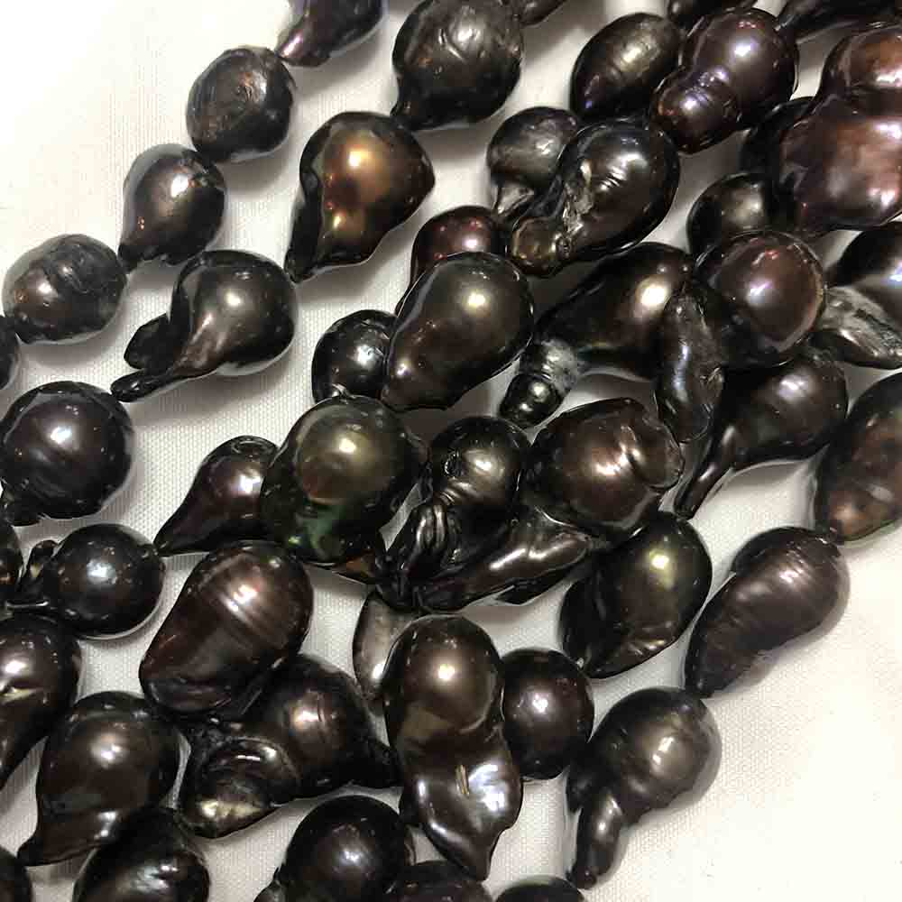 Large Dark Bronze Iris Irregular Tear Shaped Cultured Pearls