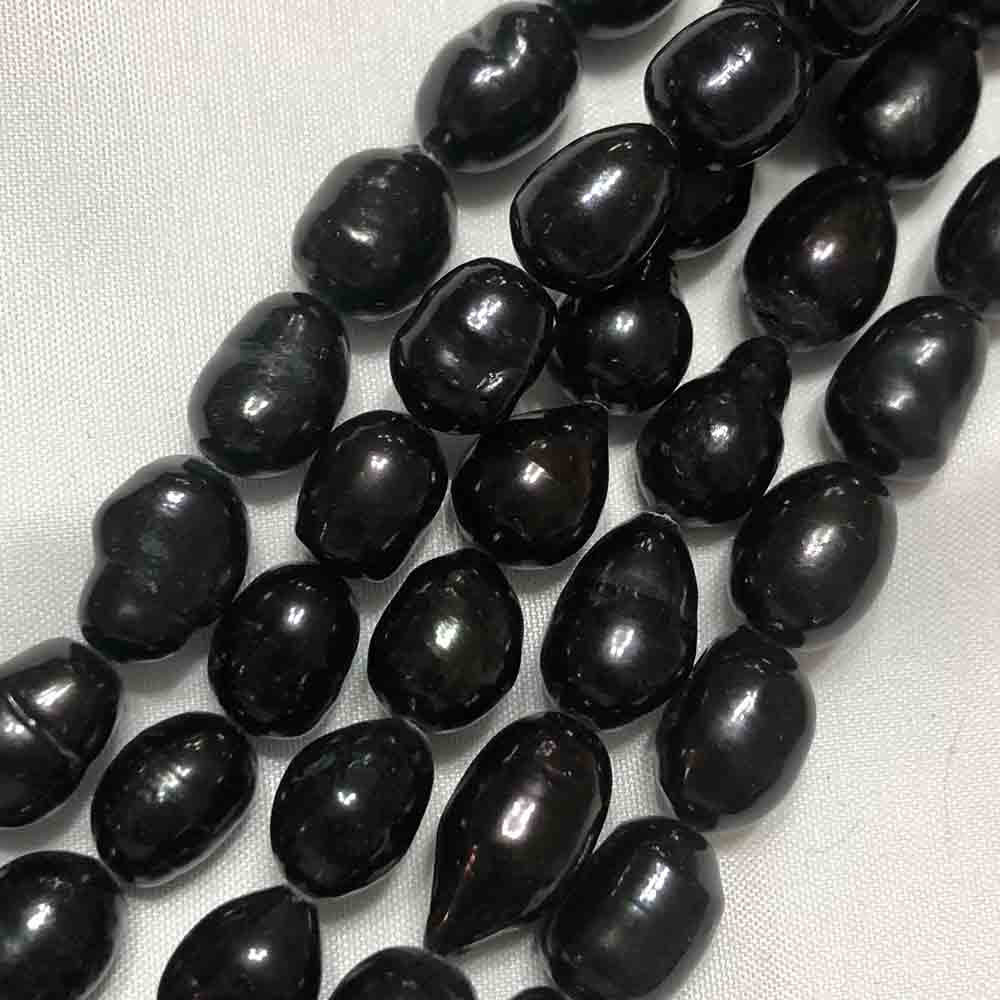 Medium Black Irregular Oblong Shape Cultured Pearls