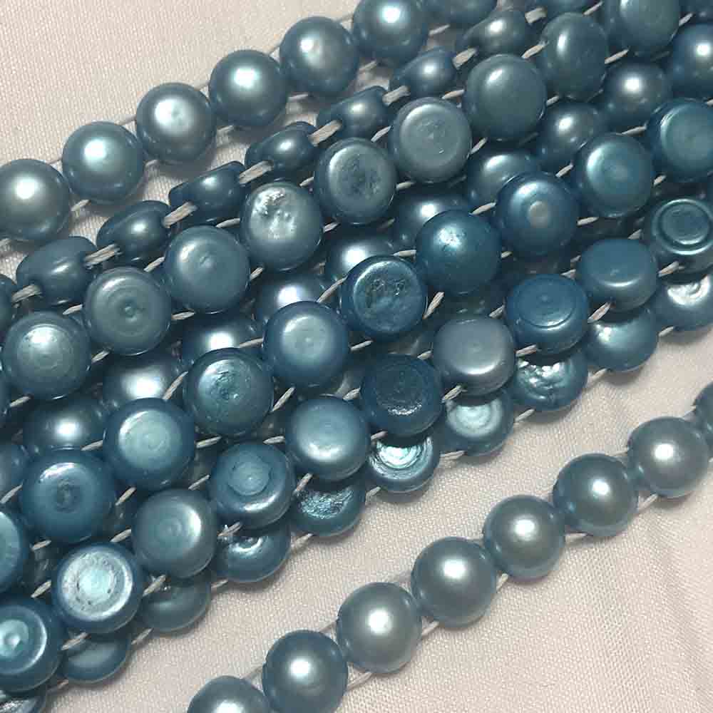 Medium Blue Iris Double Drilled Disc Shape Cultured Pearls