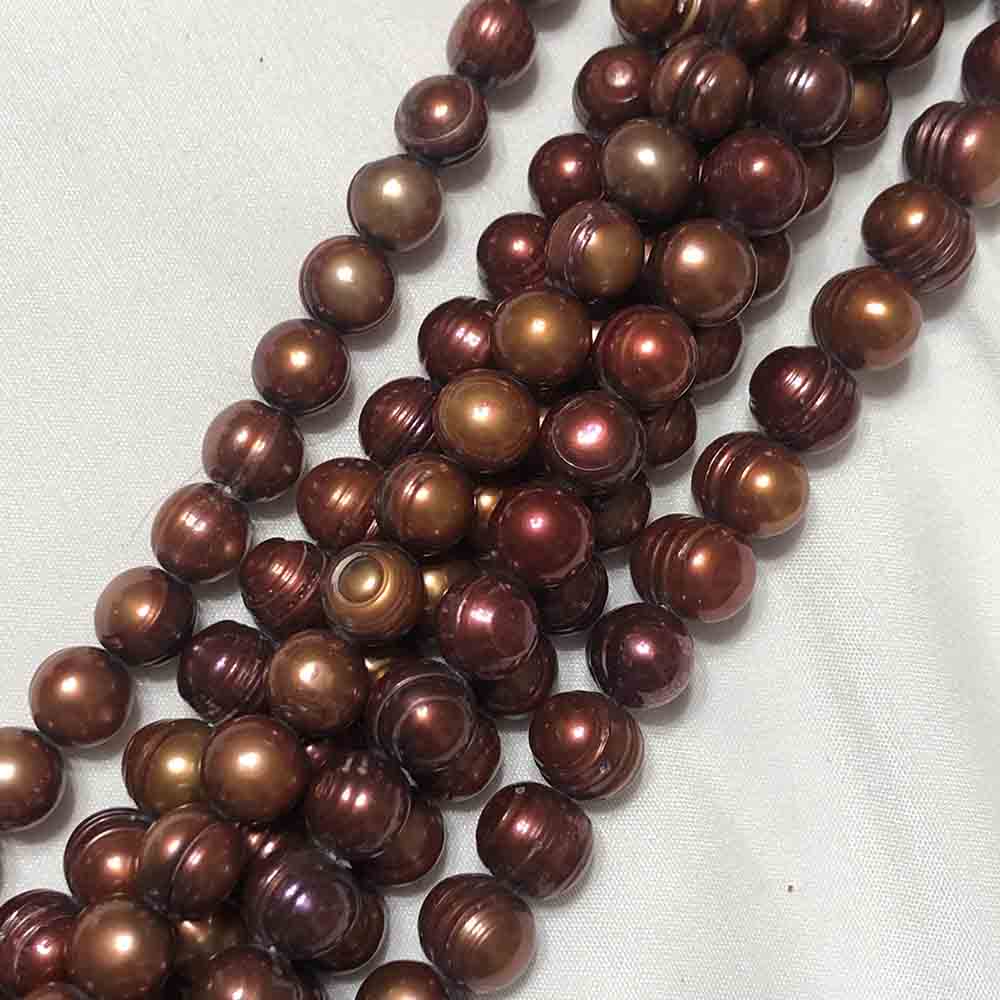 Large Burnt Orange Irregular Round Shape Cultured Pearls