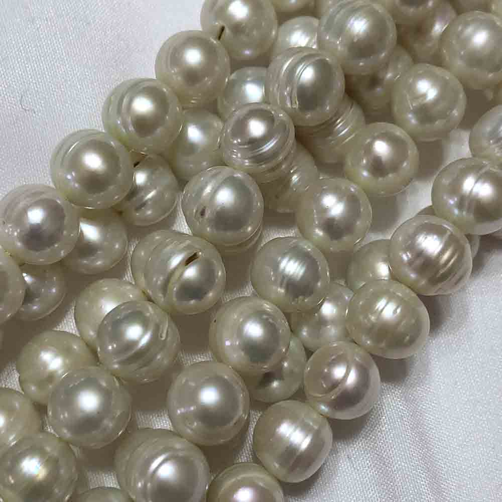 Large White Irregular Round Cultured Pearls