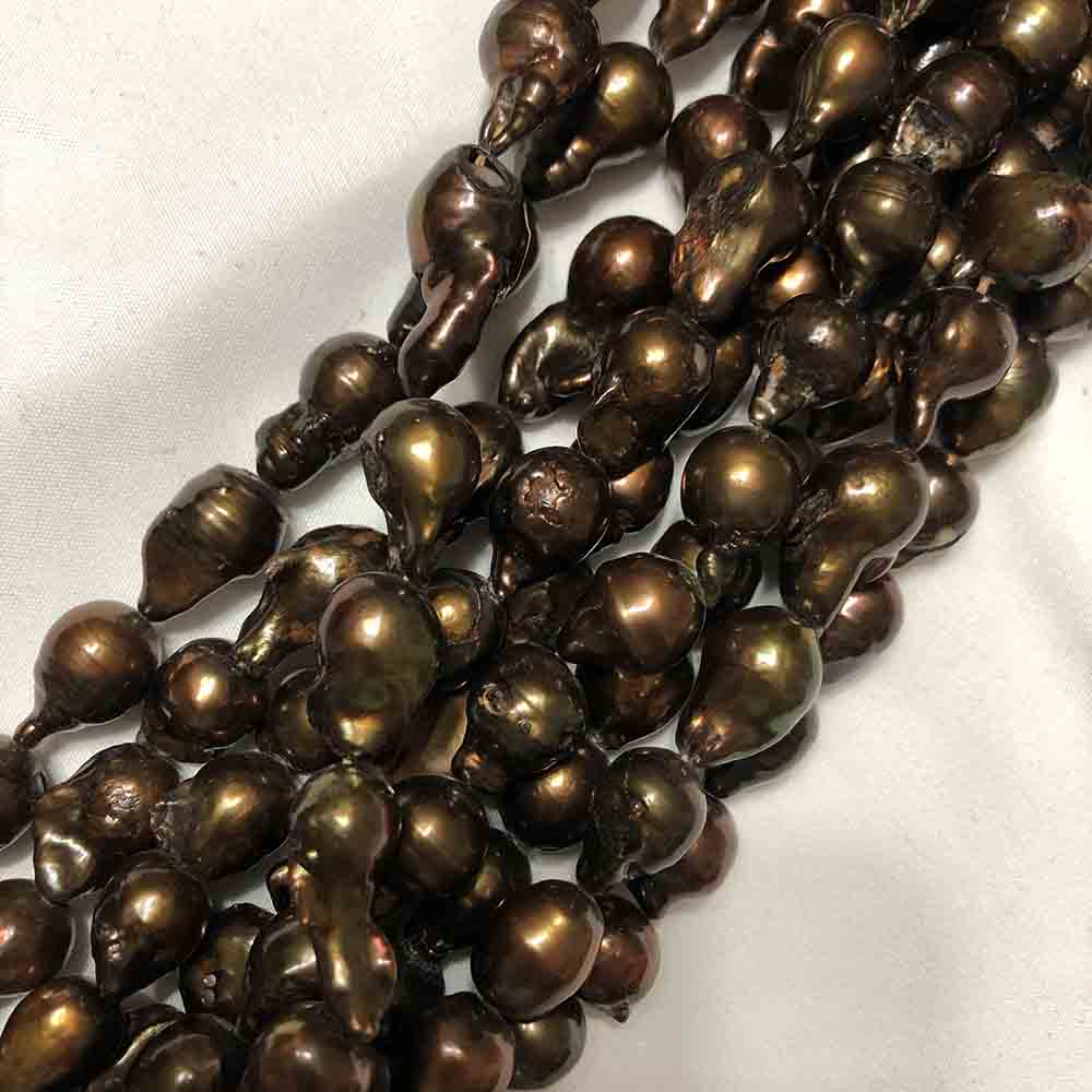 Large Coffee Irregular Tear Shape Cultured Pearls