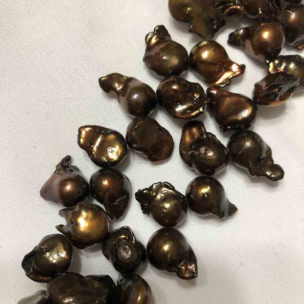 Large Bronze Top Drilled Irregular Tear  Shaped Cultured Pearls