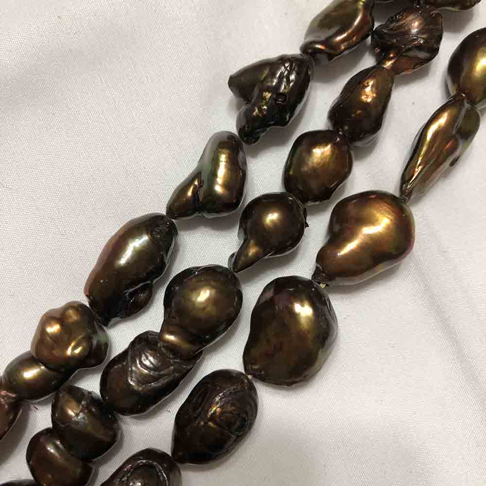 Large Bronze Iris Irregular Oblong Cultured Pearls