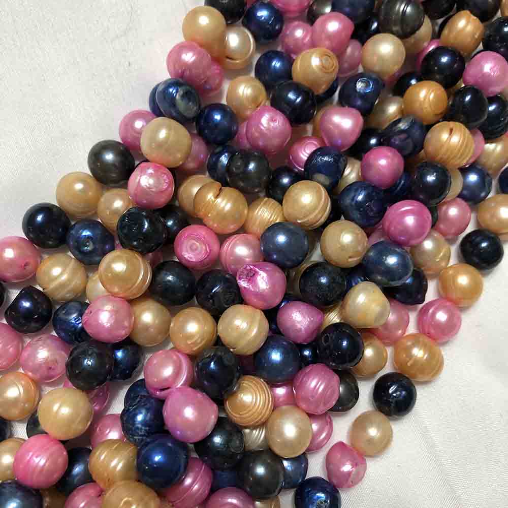 Large Pink Orange Blue Black Irregular Round Cultured Pearls