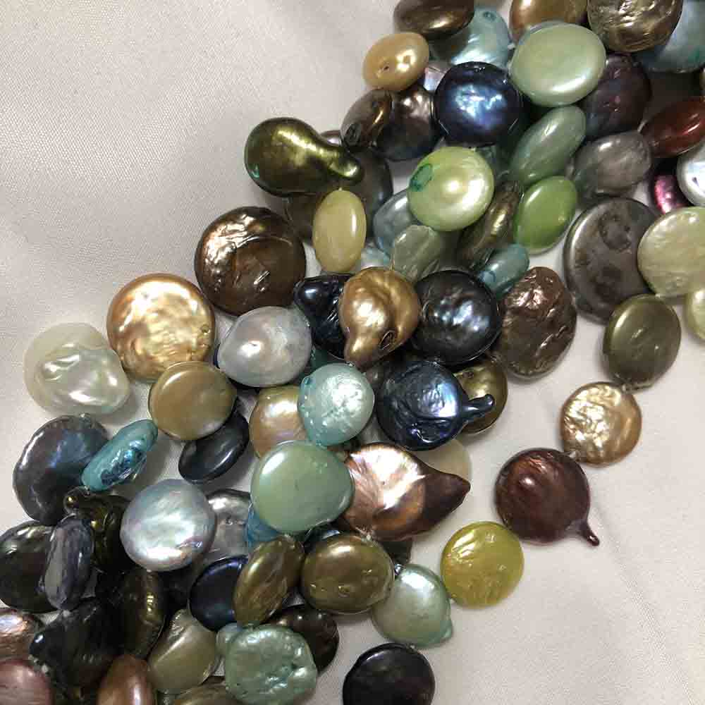 Large Cool Multi Color Irregular Disc Shape Cultured Pearls