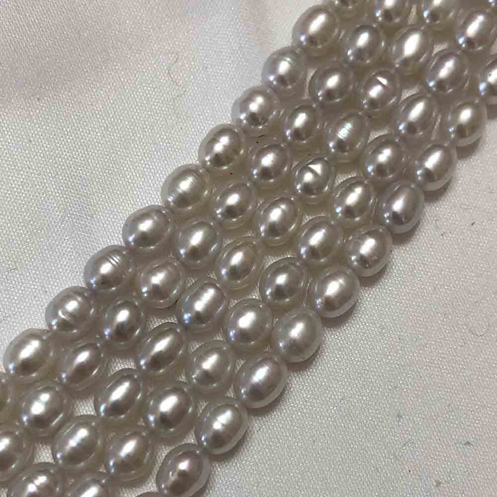 Small White Oblong Shaped Cultured Pearls