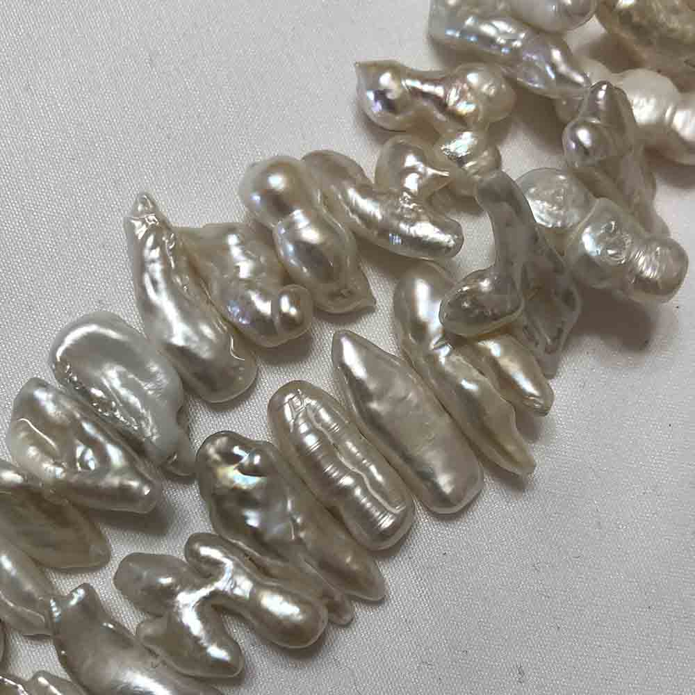 Large White Irregular Side Drilled Tube Cultured Pearls