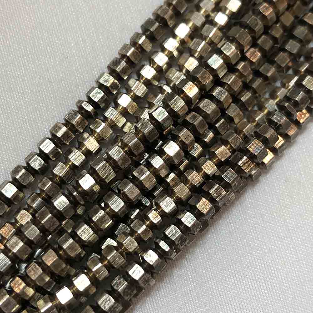 Small Light Gold Faceted Heishi Metal Beads