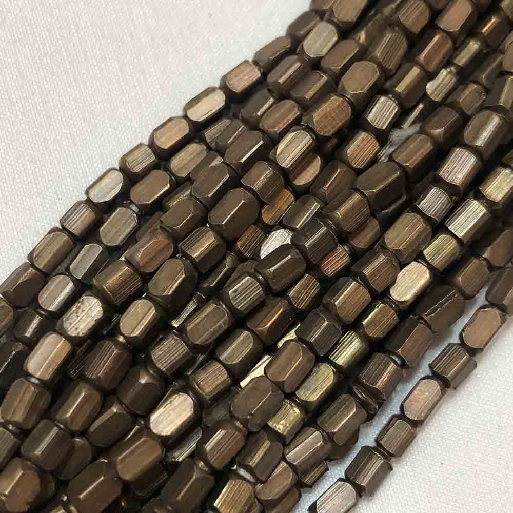 Small Antique Copper Plated Faceted Rectangle Metal Beads