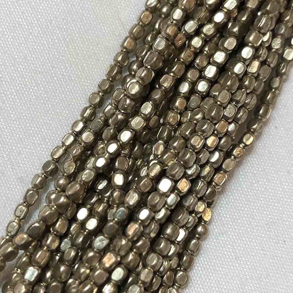 Small Light Gold Faceted Square Metal Beads