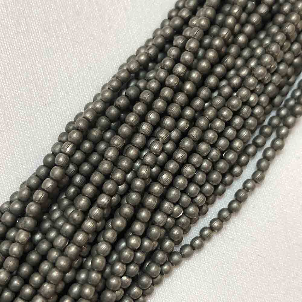 Small Round Gunmetal Plated Metal Beads