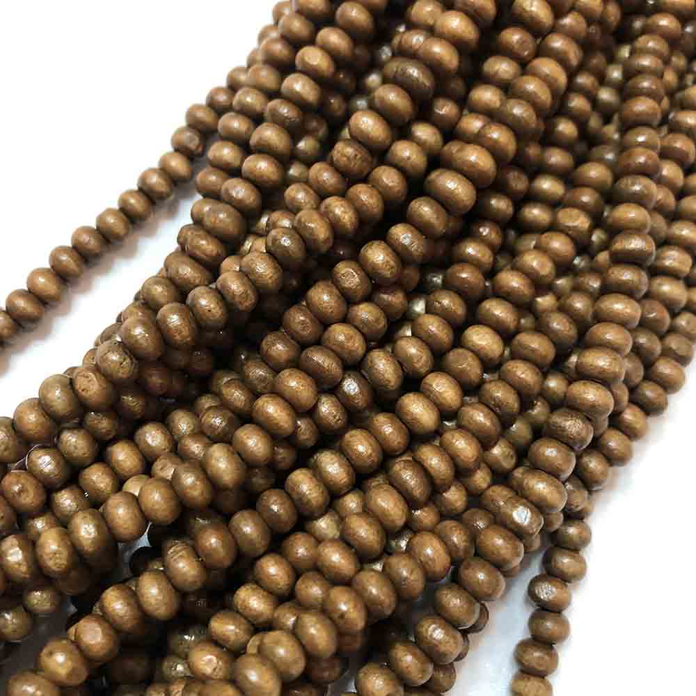 Small Dark Brown Fat Rondelle Wood Beads