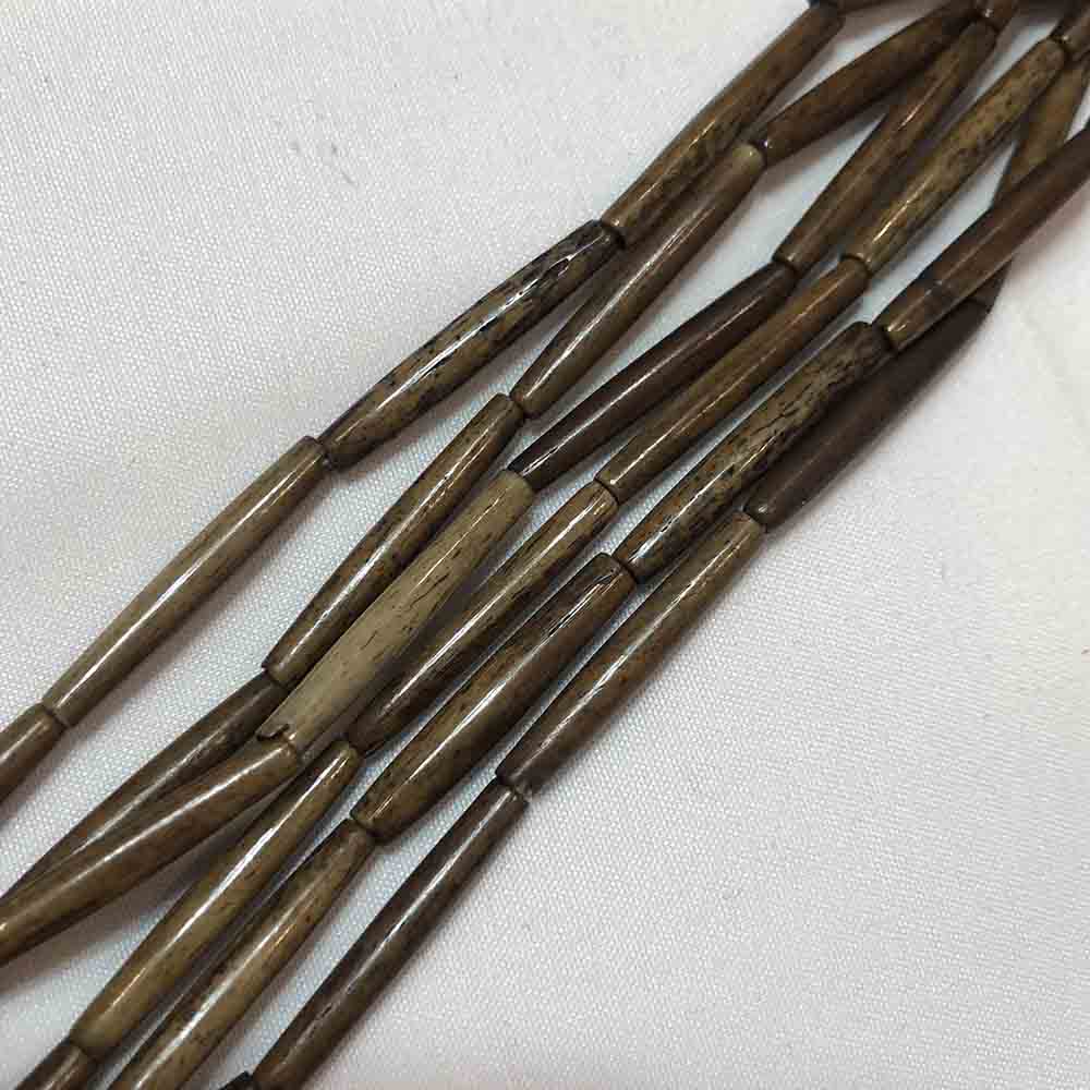 Medium Thin Brown Wooden Hairpipe Beads