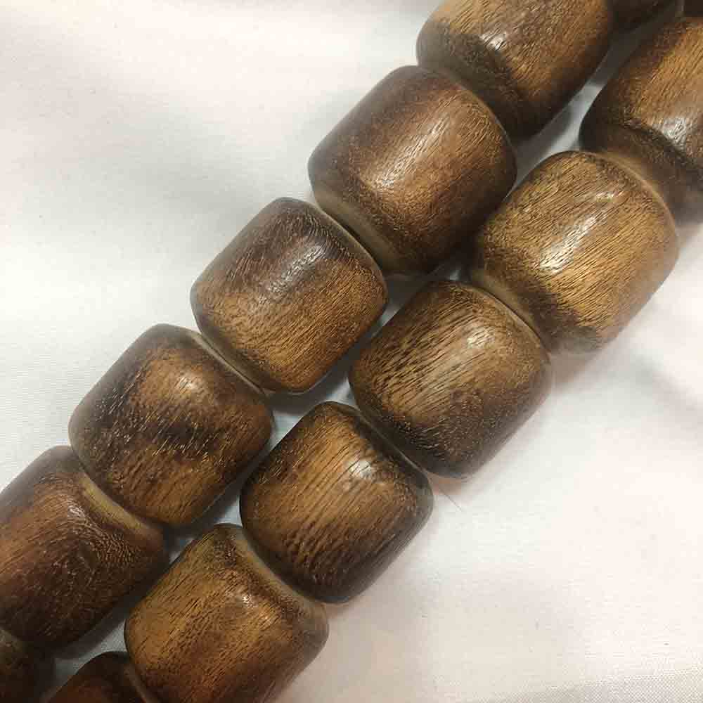 Large Brown Tube Barrel Wooden Beads