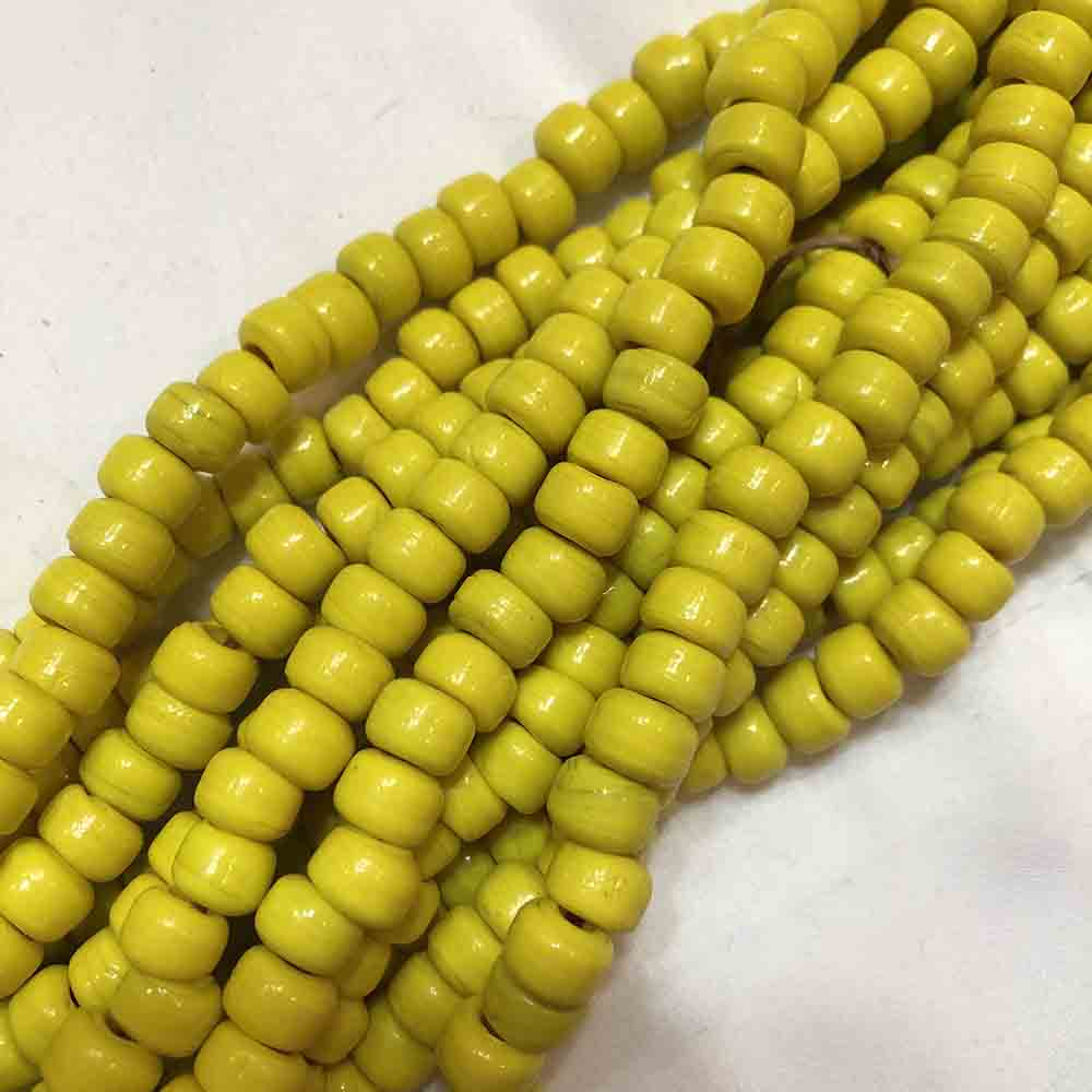 Yellow Glass African Crow Beads