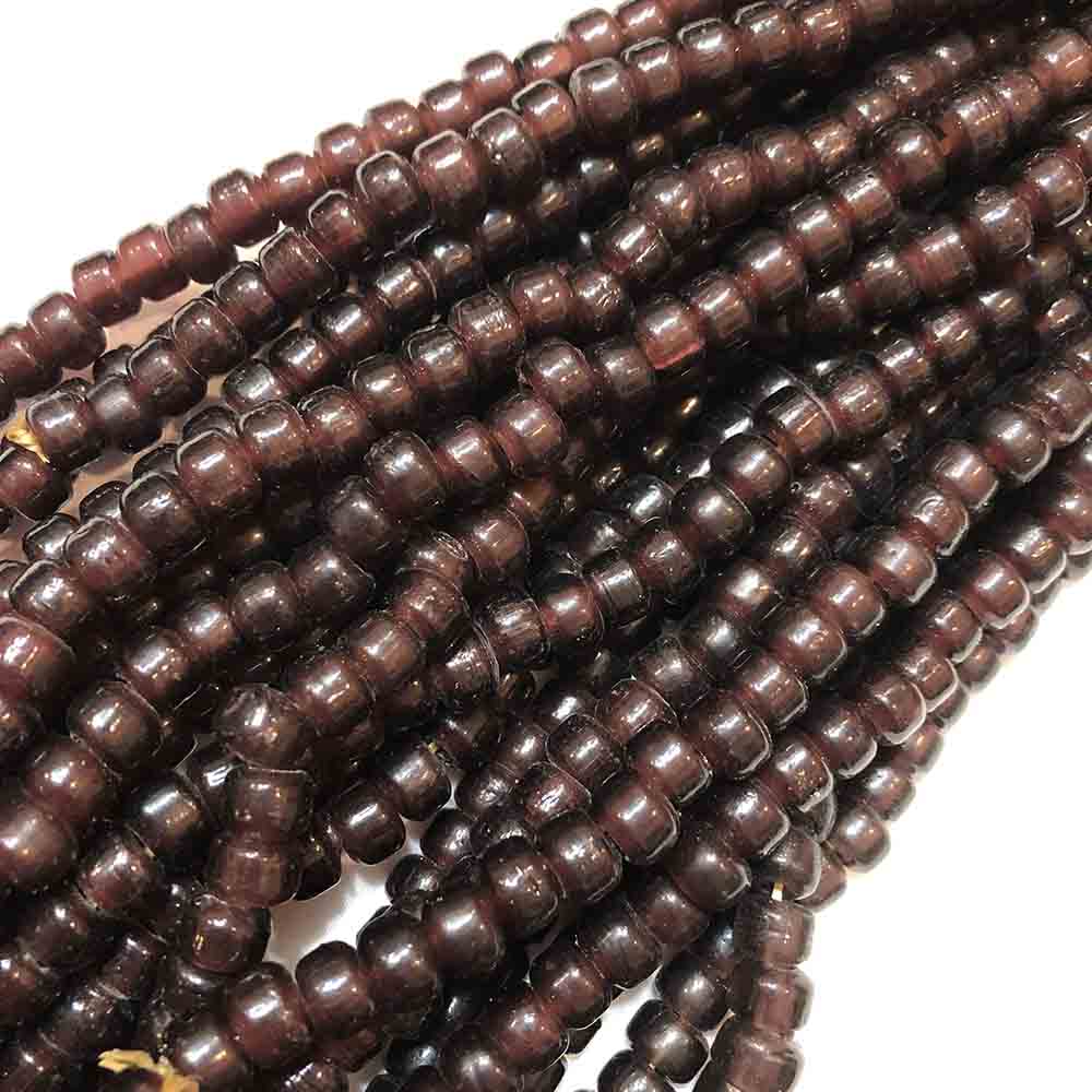 Transparent Dark Purple Glass African Crow Beads