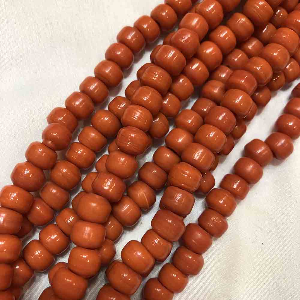 Orange Glass African Crow Beads