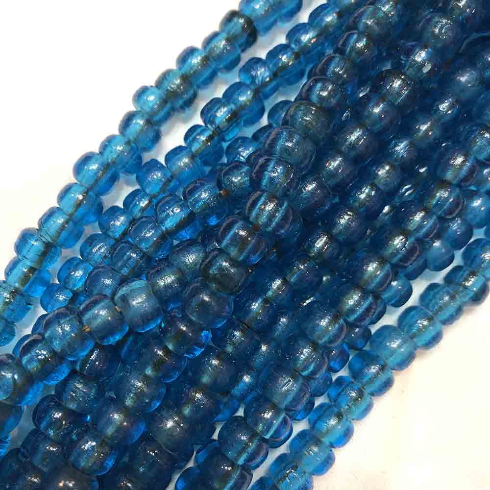 Transparent Blue Glass African Crow Beads