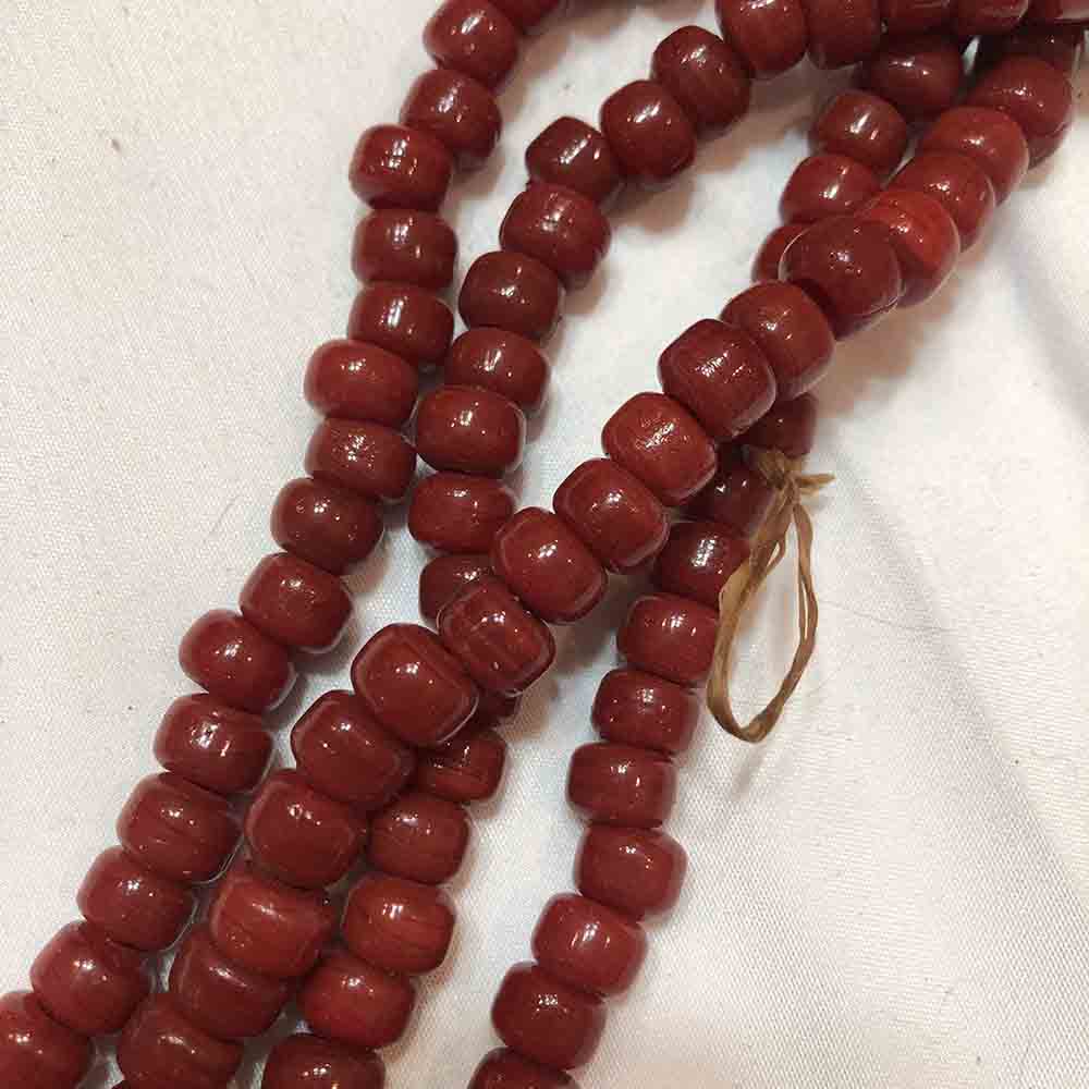 Dark Red Glass African Crow Beads