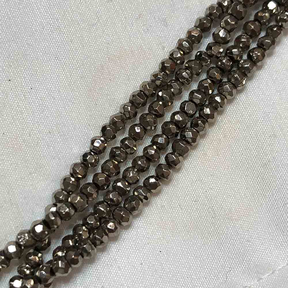 Small Silver Plated Faceted Rondelle Shape Metal Beads