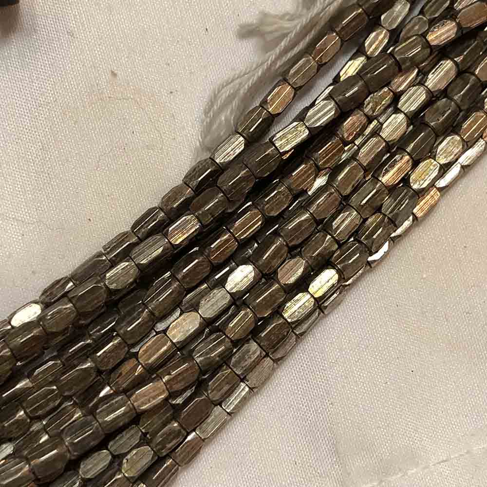 Small Silver Plated Faceted Rectangle Tube Shape Metal Beads