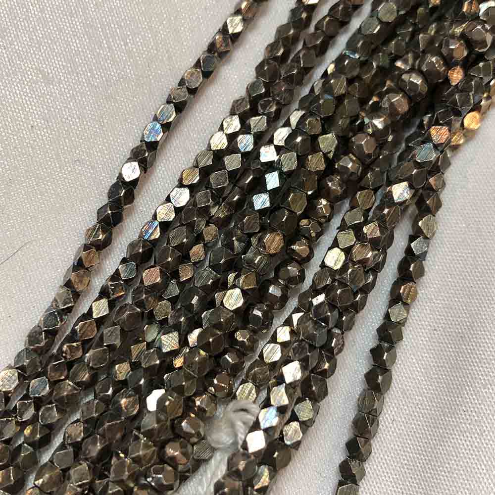 Extra Small Gunmetal Faceted Metal Beads