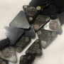 Large Black Etched Flat Triangle Shaped Horn Beads