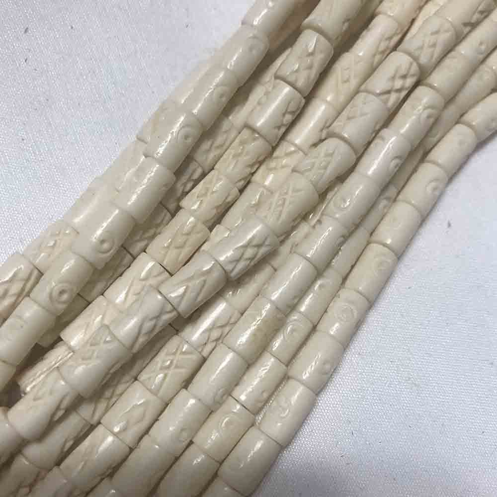 Small Natural Carved Tube Shaped Bone Beads