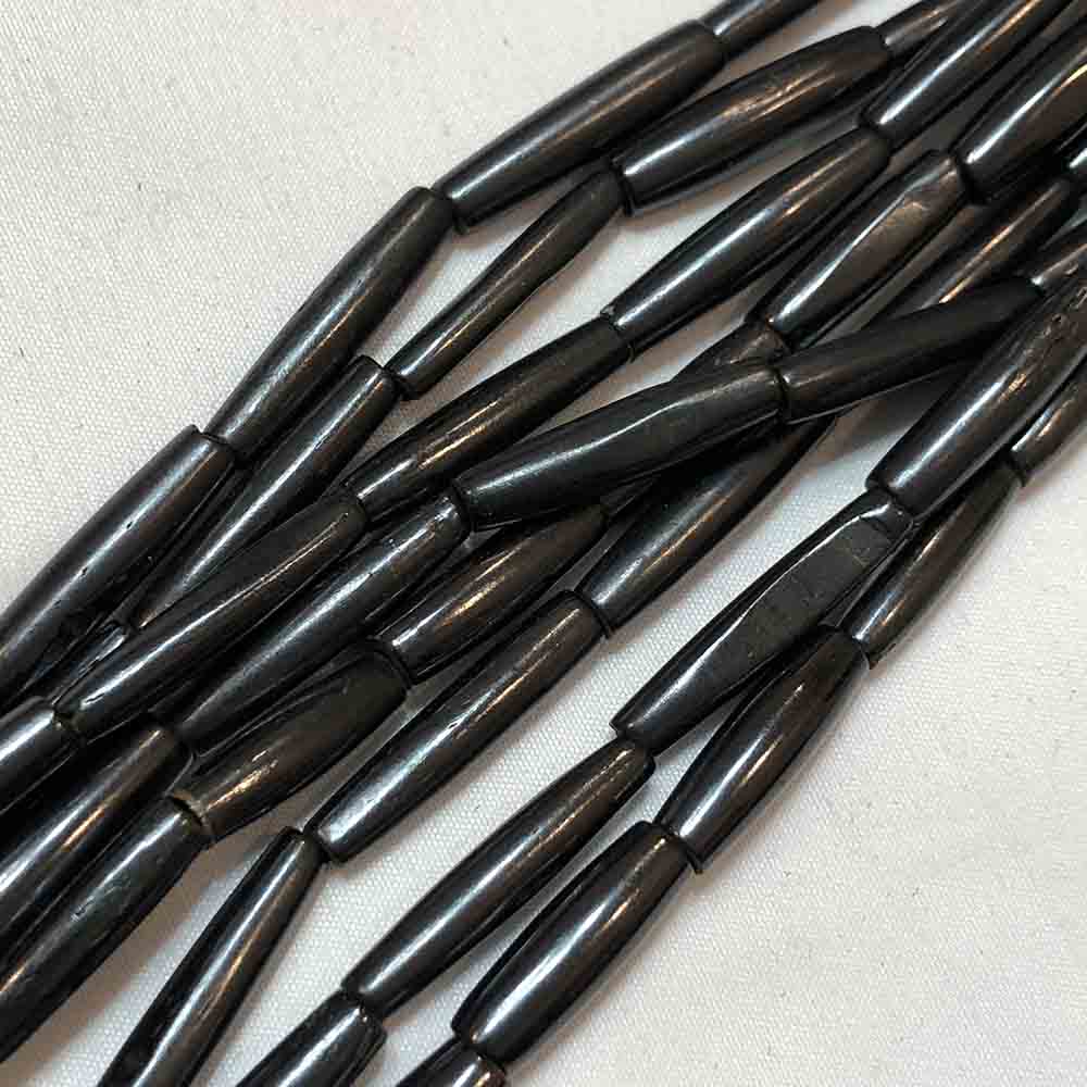 Medium Died Black Bone Hairpipe Beads