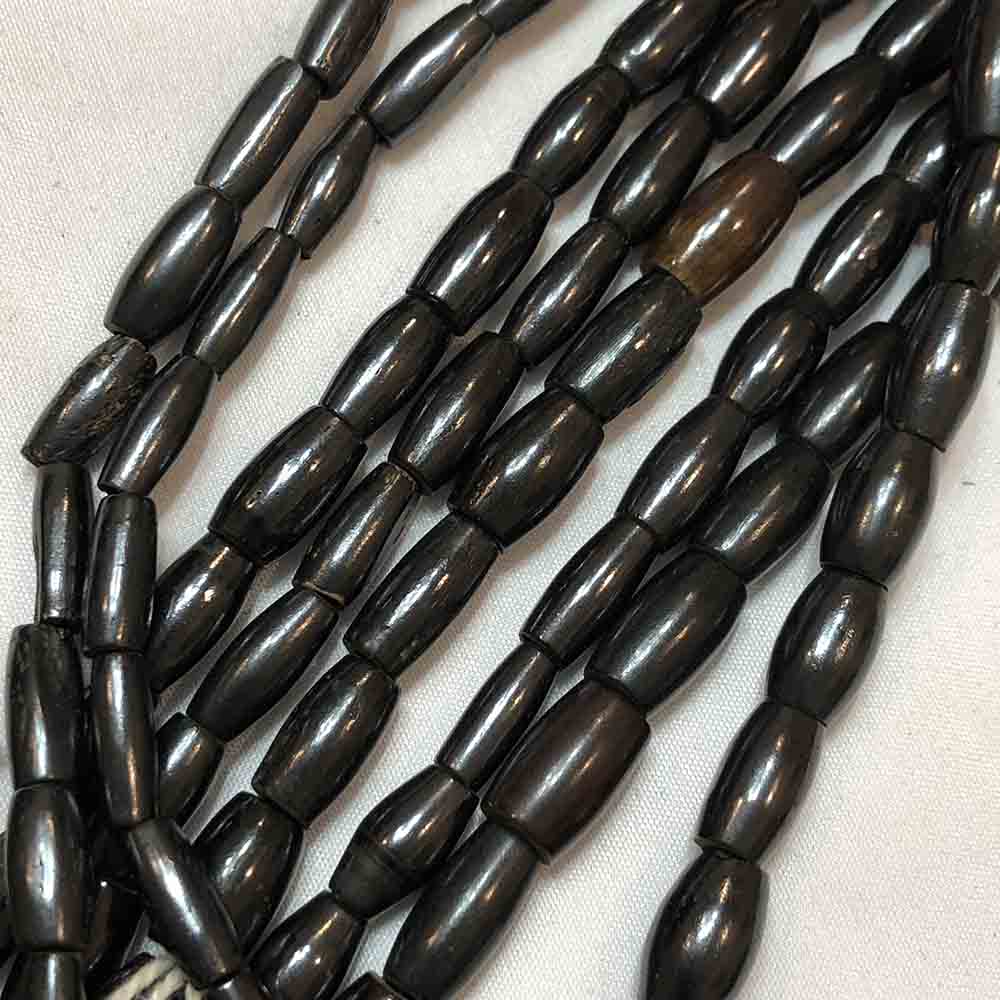 Medium Died Black Barrel Tube Shaped Bone Beads