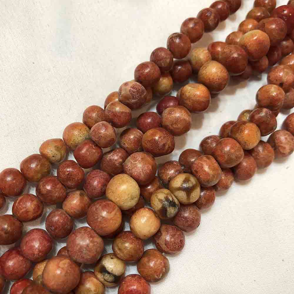 Medium Red Apple Coral Round Beads