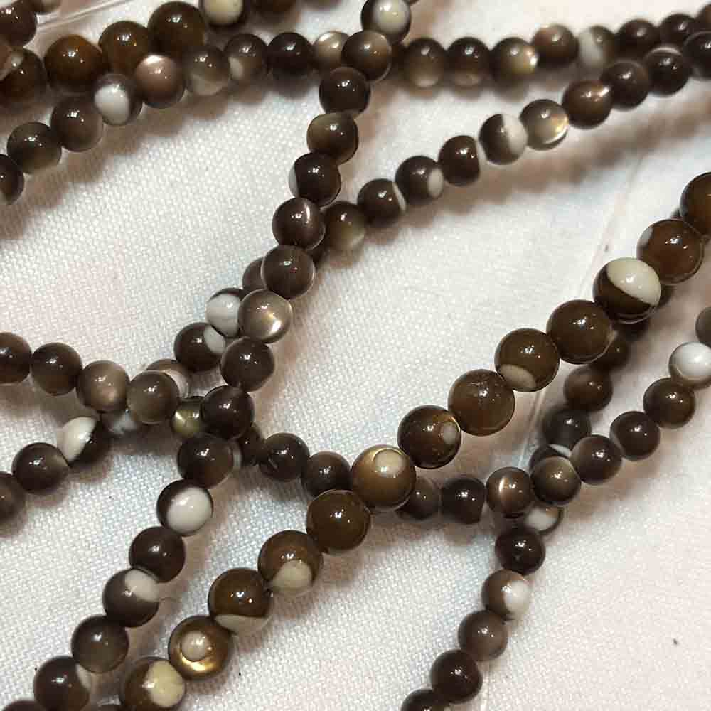 Small Brown Round Mother of Pearl Beads