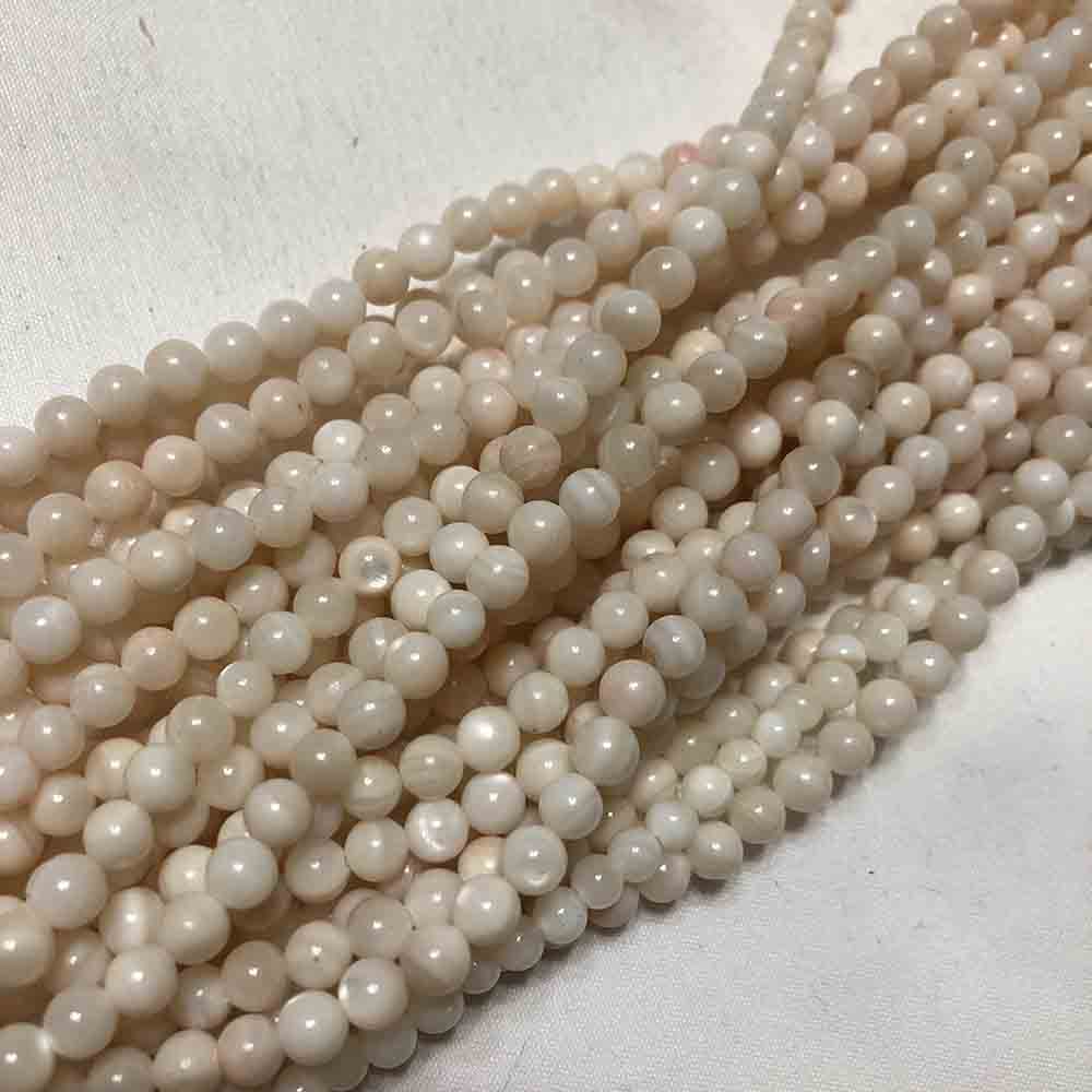 Small 5mm Cream Mother of Pearl Round Beads