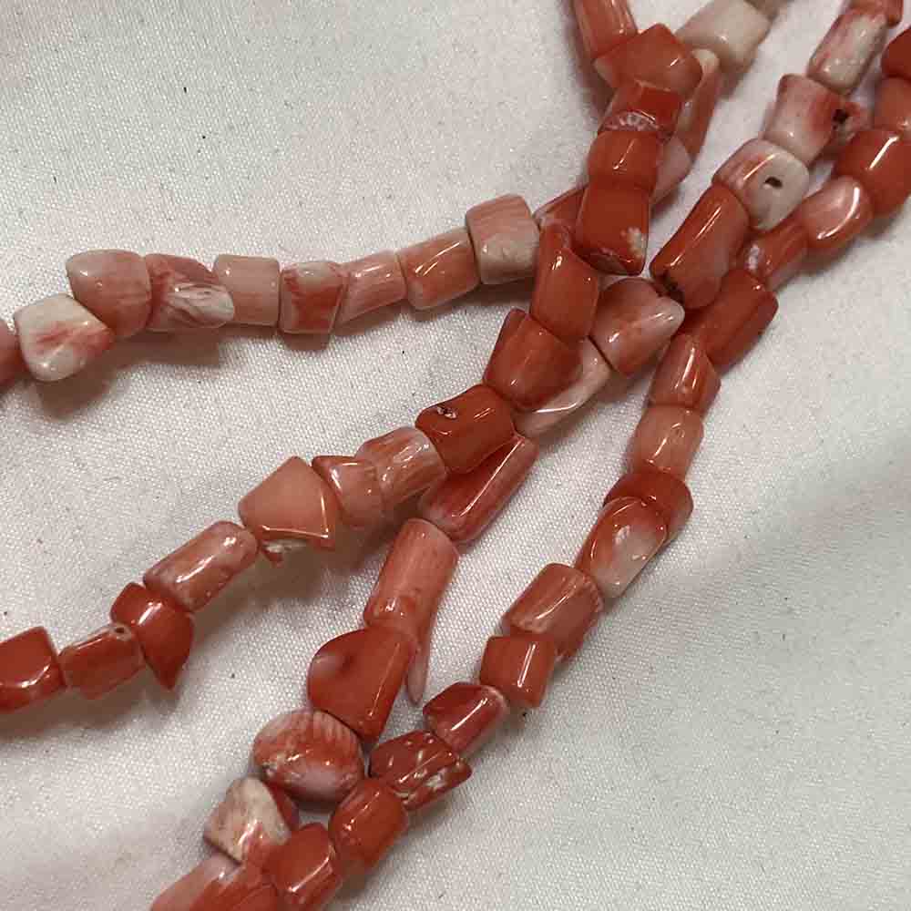 Medium Pink Coral Tube Section Beads