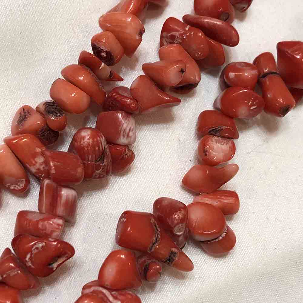 Large Red Coral Nugget Beads