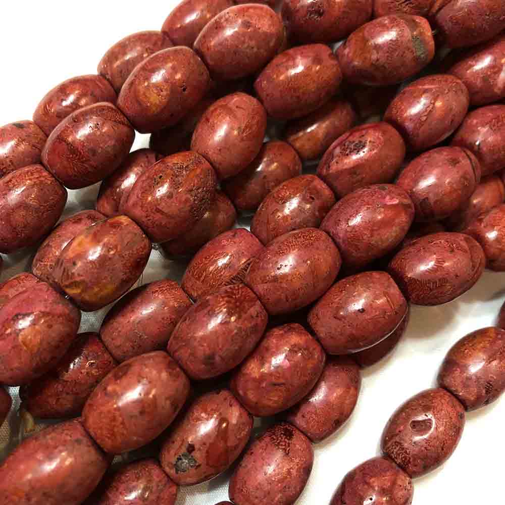 Large Red Aqua Terra Barrel Shape Beads