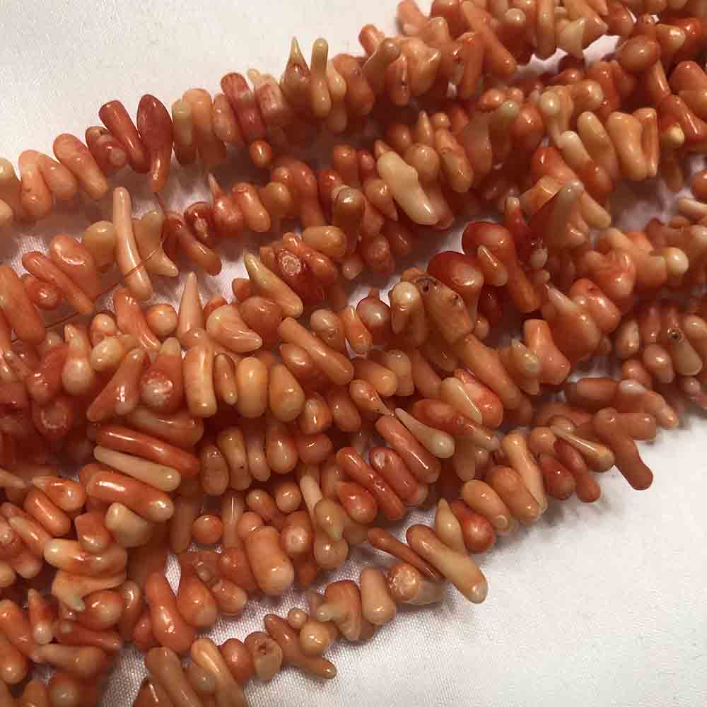 Medium Small Orange Pink Side Drilled Coral Branch Beads