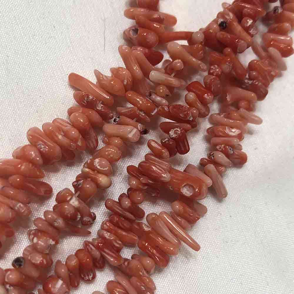 Small Bright Pink Side Drilled Coral Branch Beads