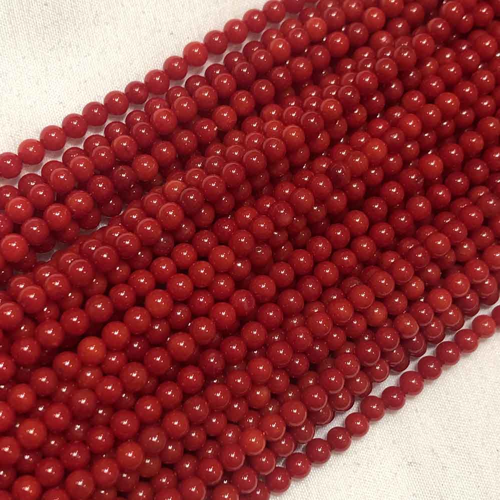 Small 3mm Red Round Coral Beads