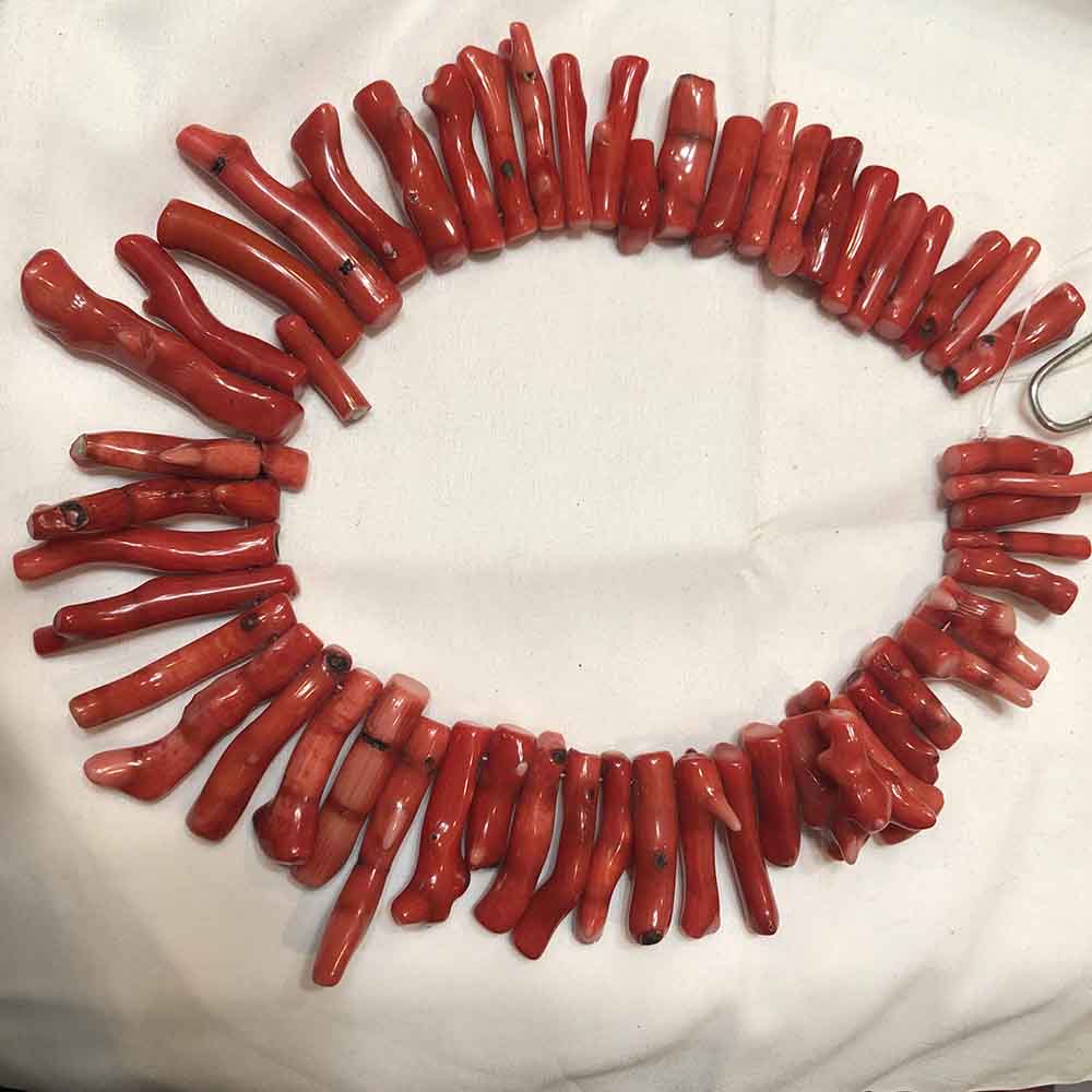 Large Graduated Red Coral Branch Beads