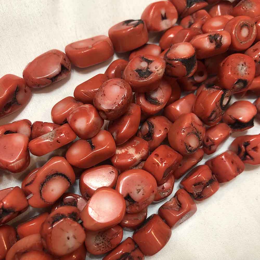 Large Light Red Side Drilled Coral Branch Slice Beads