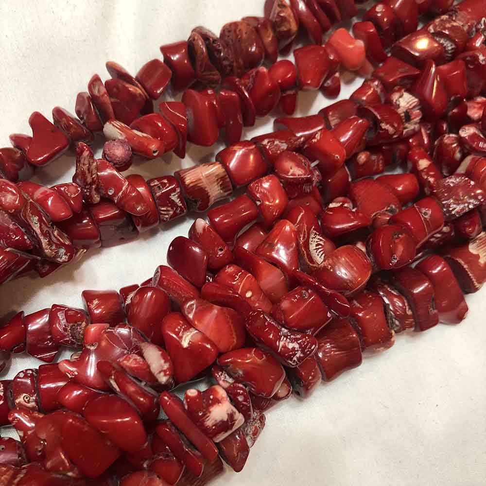 Large Red Coral Nugget and Branch Slice Beads