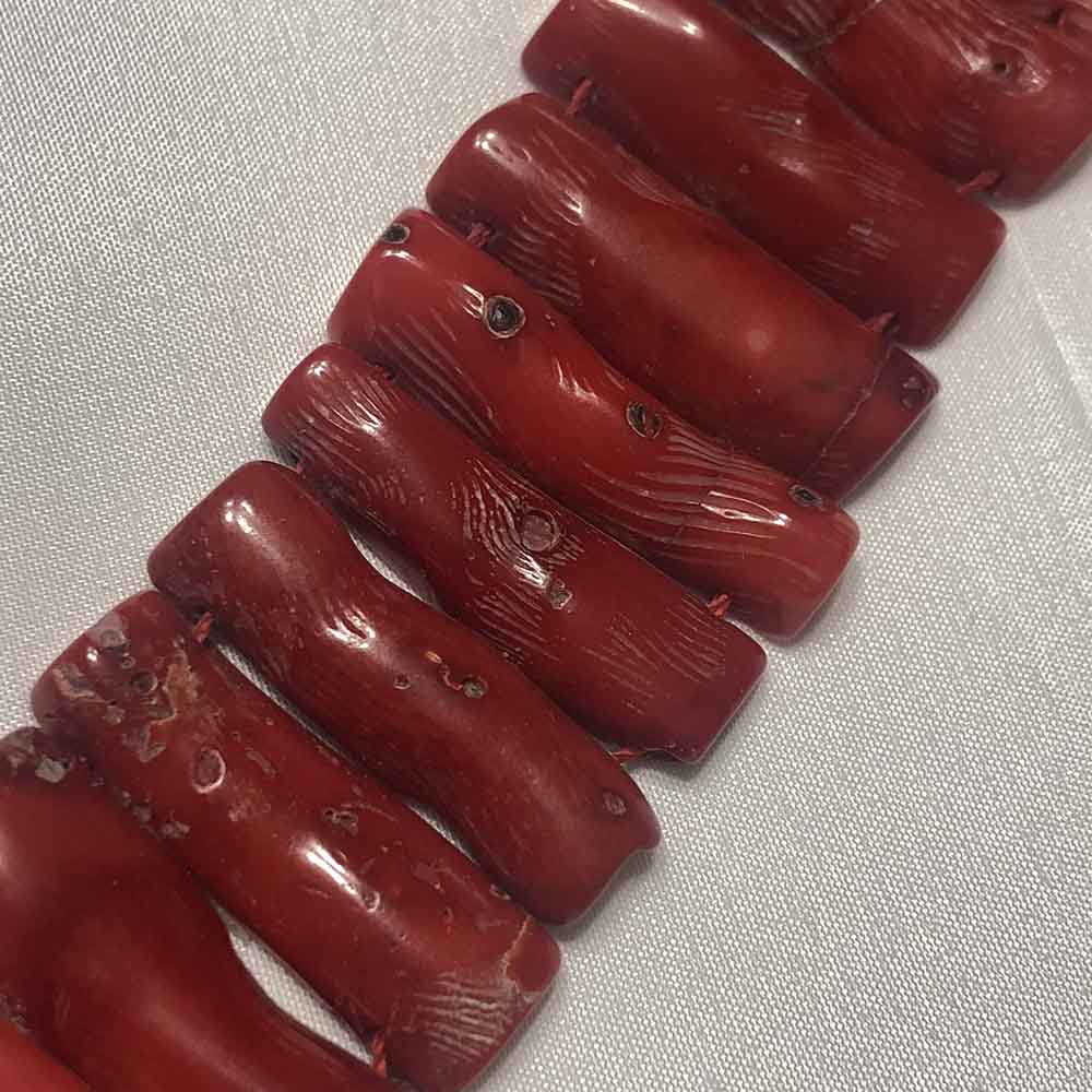 Large Red Double Drilled Coral Branch Spacer Beads